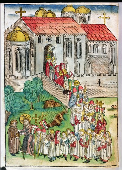 Pèlerin de Saint-Jacques-de-Compostelle et procession, 1491 - Michael Wolgemut